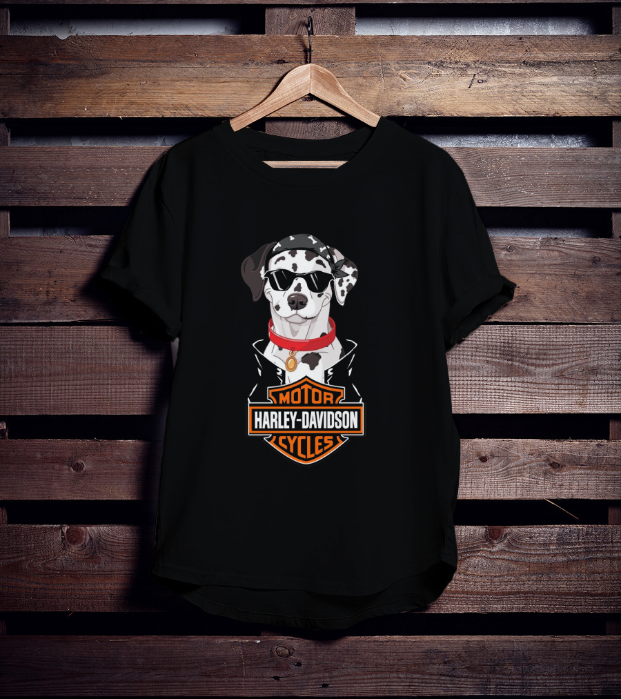Dalmatian Biker Harley Davidson Motor Cycles T-Shirt