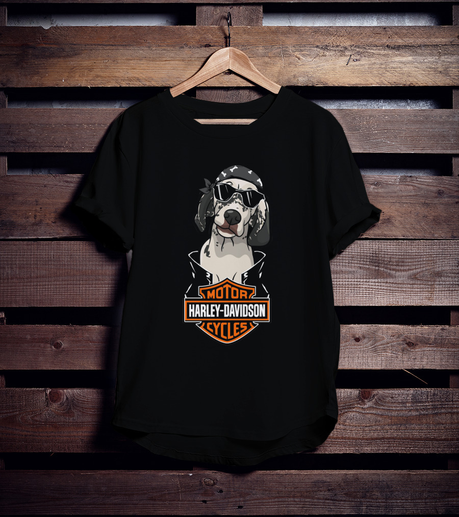 English Setter Harley Davidson Biker Dog T-Shirt