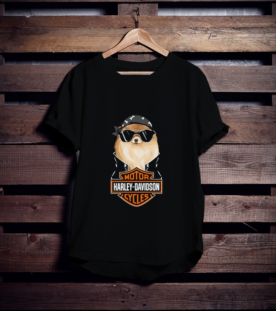 Harley Davidson German Spitz Motorcycles Biker T-Shirt