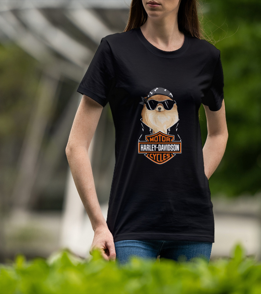 Harley Davidson German Spitz Motorcycles Biker T-Shirt
