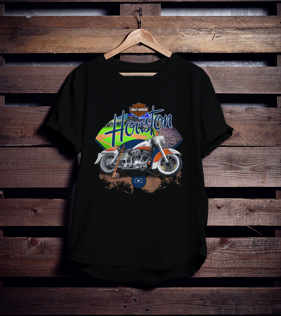 Houston Astros Harley Davidson Motorcycle Baseball Experience T-Shirt