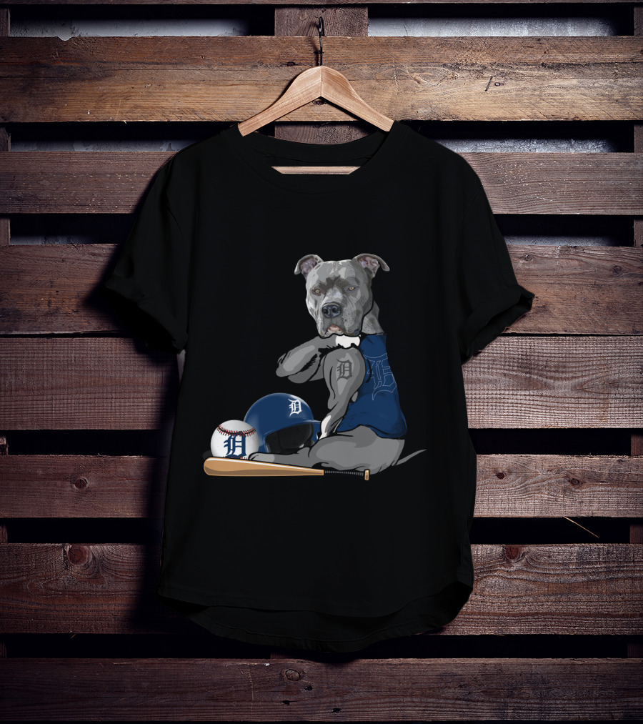 Detroit Tigers Pit Bull Baseball Team Spirit T-Shirt