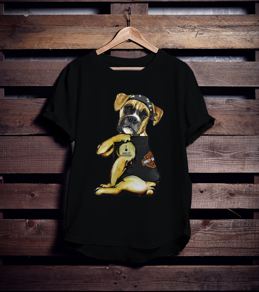 Harley Davidson Boxer Dog Motorcycle Lovers T-Shirt