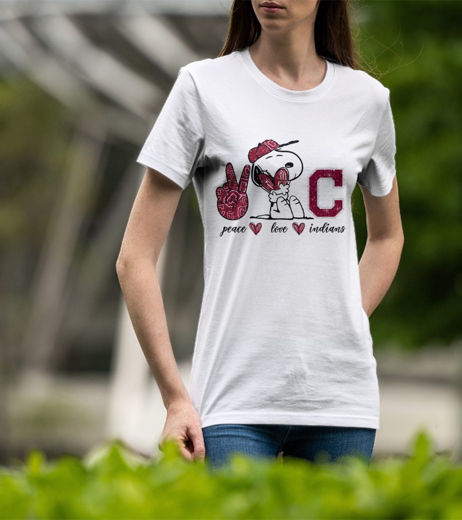Peace Love Cleveland Indians Snoopy C T-Shirt