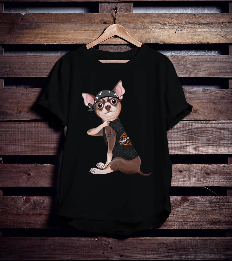 I Love Harley Davidson Chihuahua Hd T-Shirt