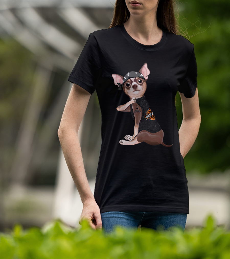 I Love Harley Davidson Chihuahua Hd T-Shirt