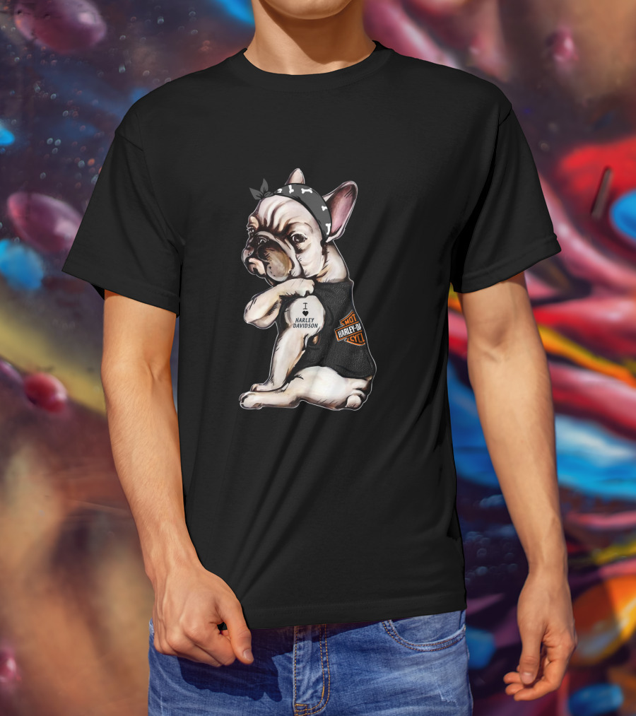 I Harley Davidson Hot Motor Cycles French Bulldog Hd T-Shirt