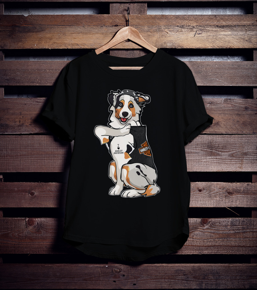 Australian Shepherd I Harley Davidson Motorcycle Fan T-Shirt