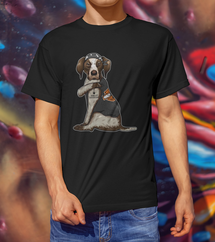 Harley Davidson German Shorthaired Pointer I Love Harley T-Shirt