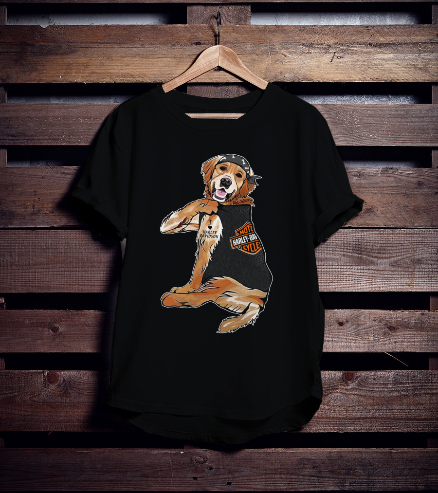 Harley Davidson Golden Retriever Motorcycle Pooch T-Shirt