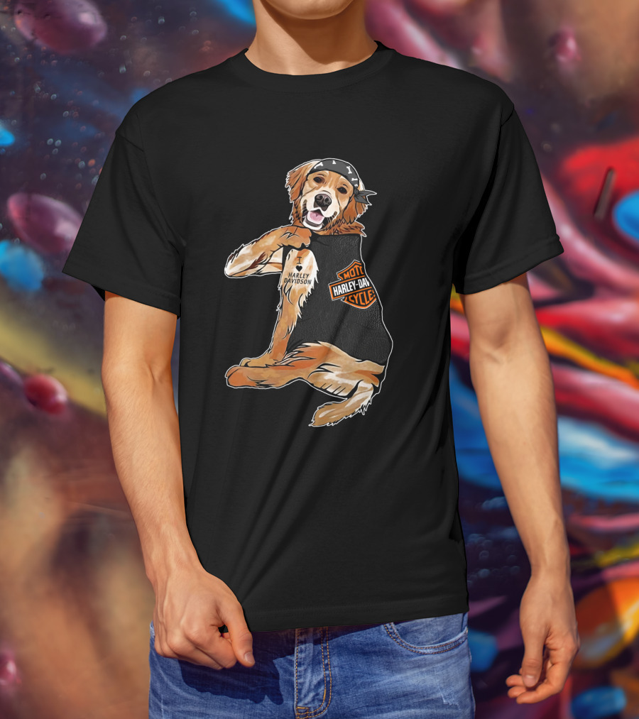 Harley Davidson Golden Retriever Motorcycle Pooch T-Shirt