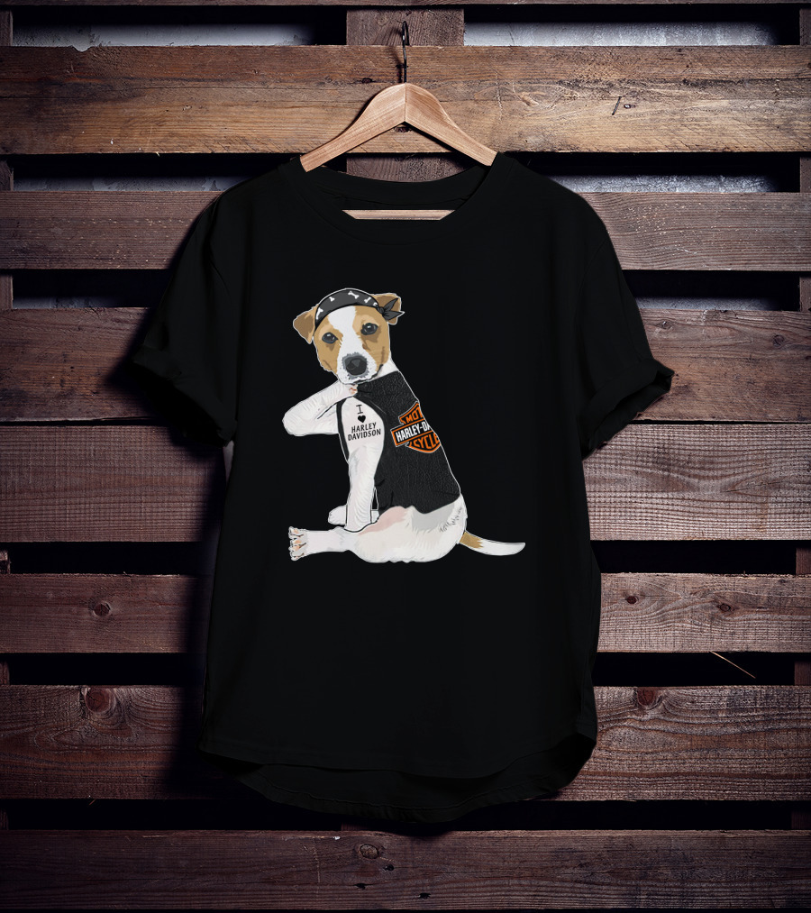 Harley Davidson Jack Russell Terrier Motorcycle Style T-Shirt