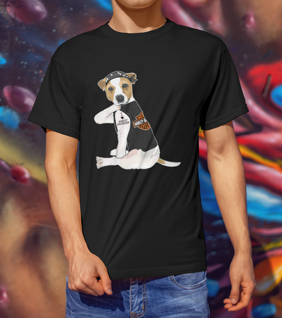 Harley Davidson Jack Russell Terrier Motorcycle Style T-Shirt