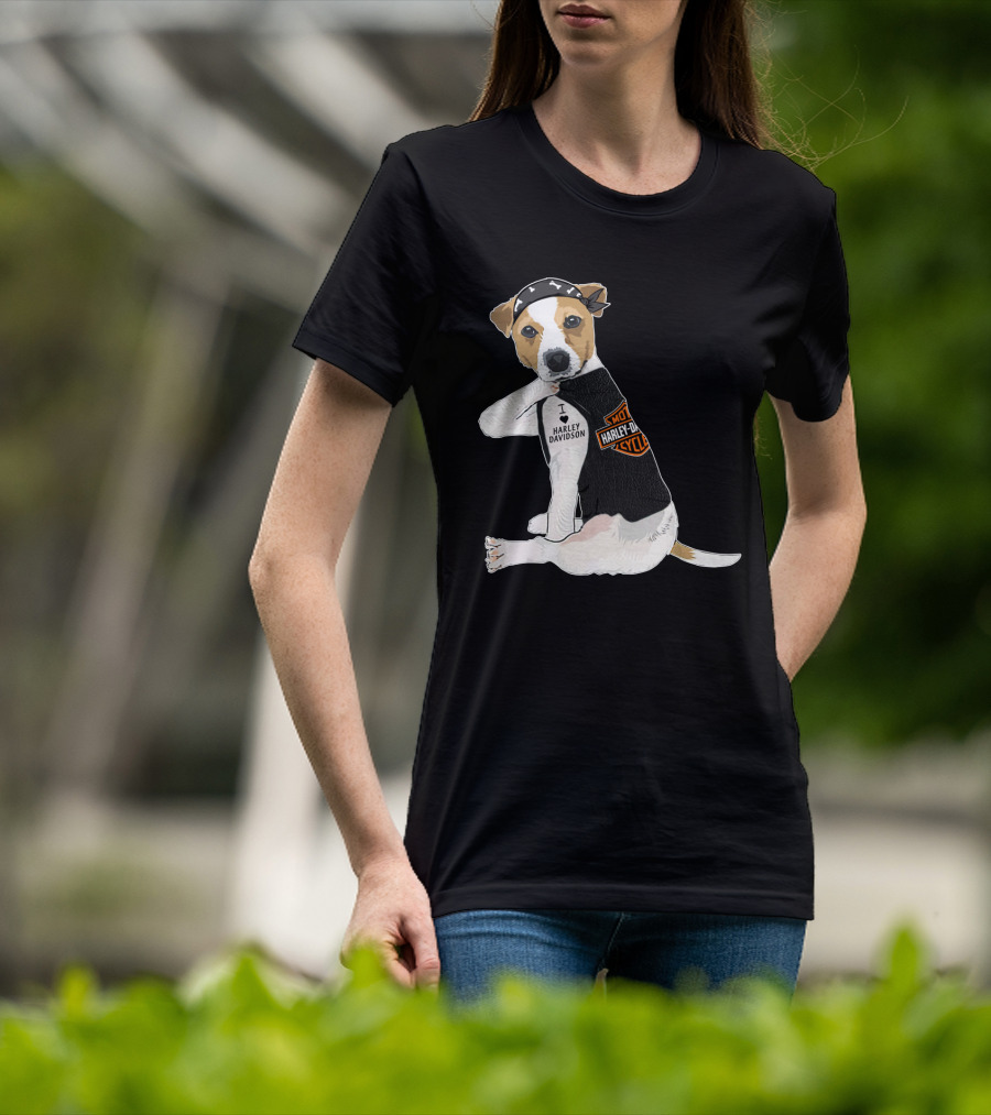 Harley Davidson Jack Russell Terrier Motorcycle Style T-Shirt