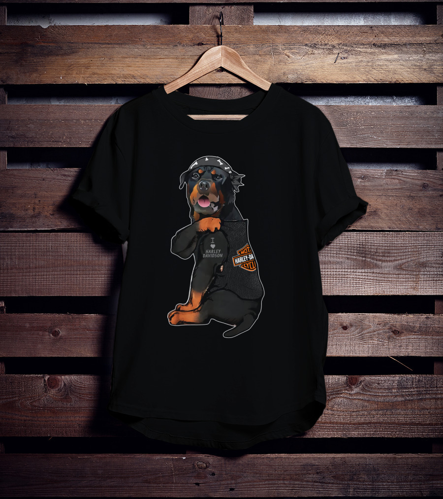 Harley Davidson Rottweiler Puppy Bandana T-Shirt