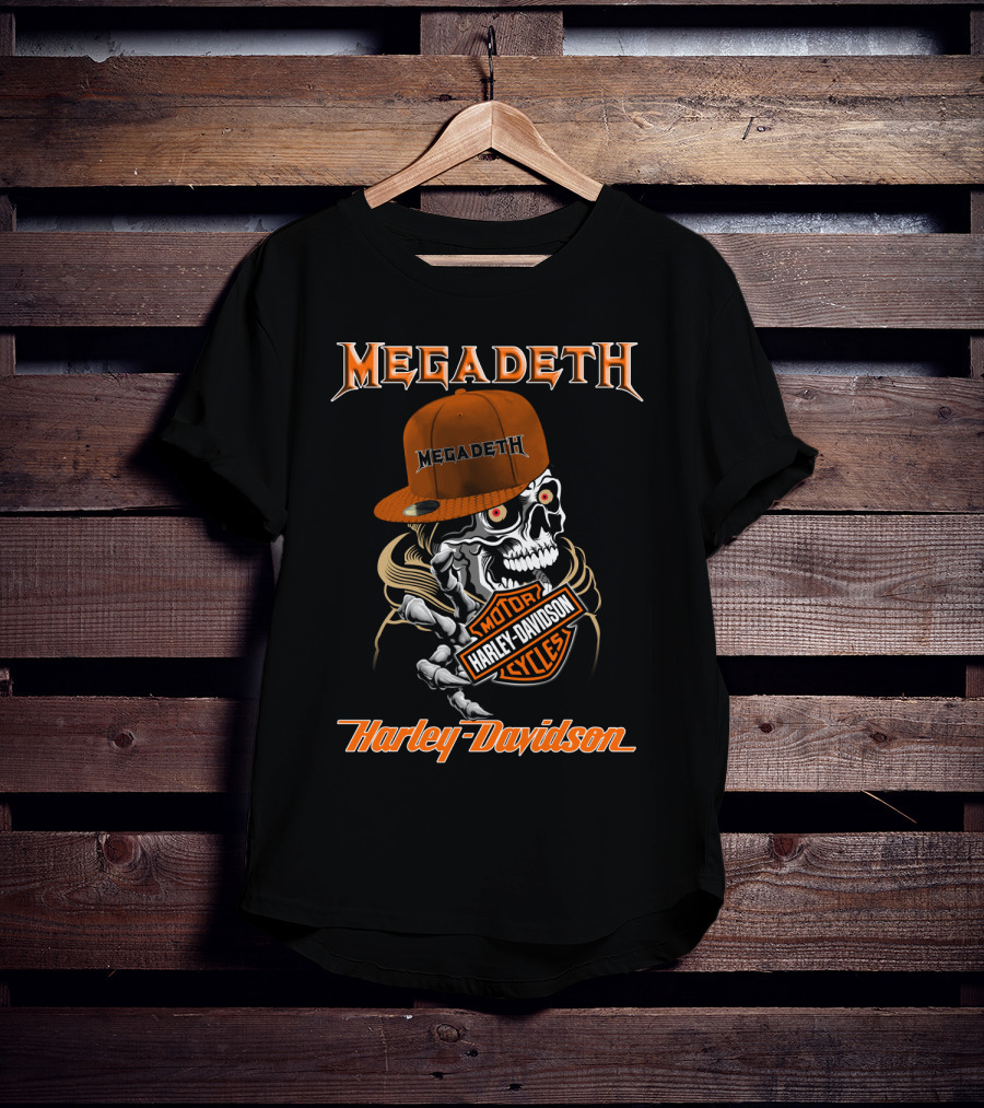 Megadeth Skull Harley Davidson Motor Cycles T-Shirt