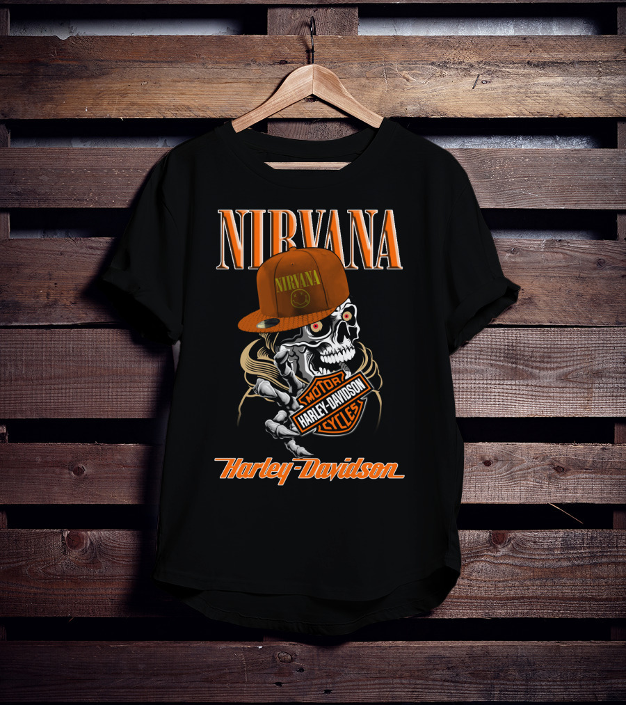 Nirvana Skull Harley Davidson Motorcycles T-Shirt