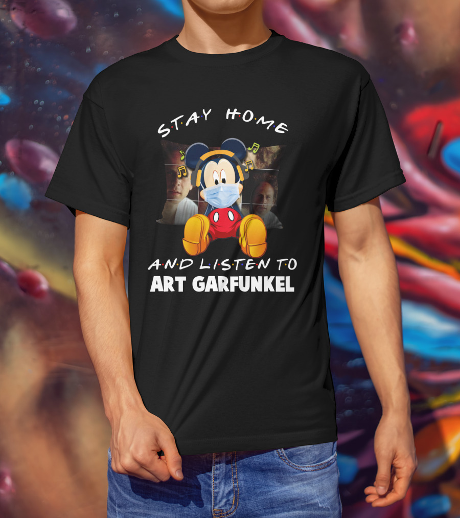 Stay Home And Listen To Art Garfunkel Mickey Mouse Mask Headphones T-Shirt