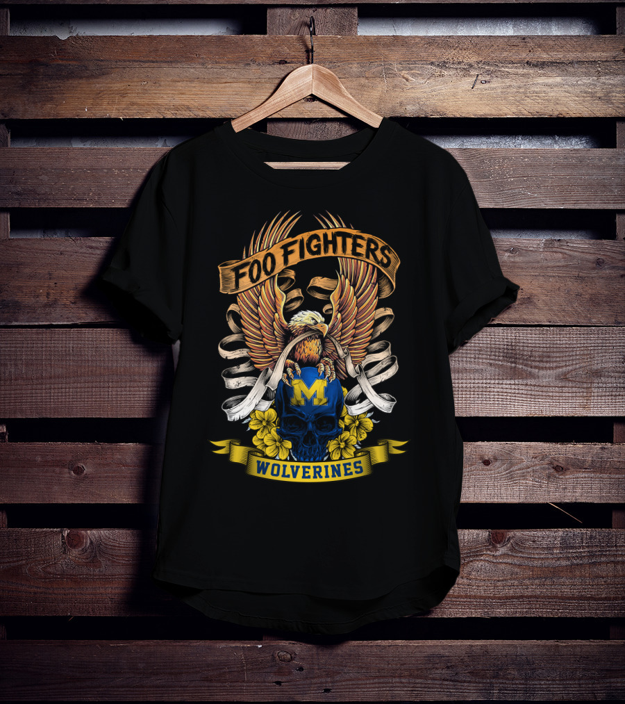 Foo Fighters Michigan Wolverines Eagle Skull T-Shirt