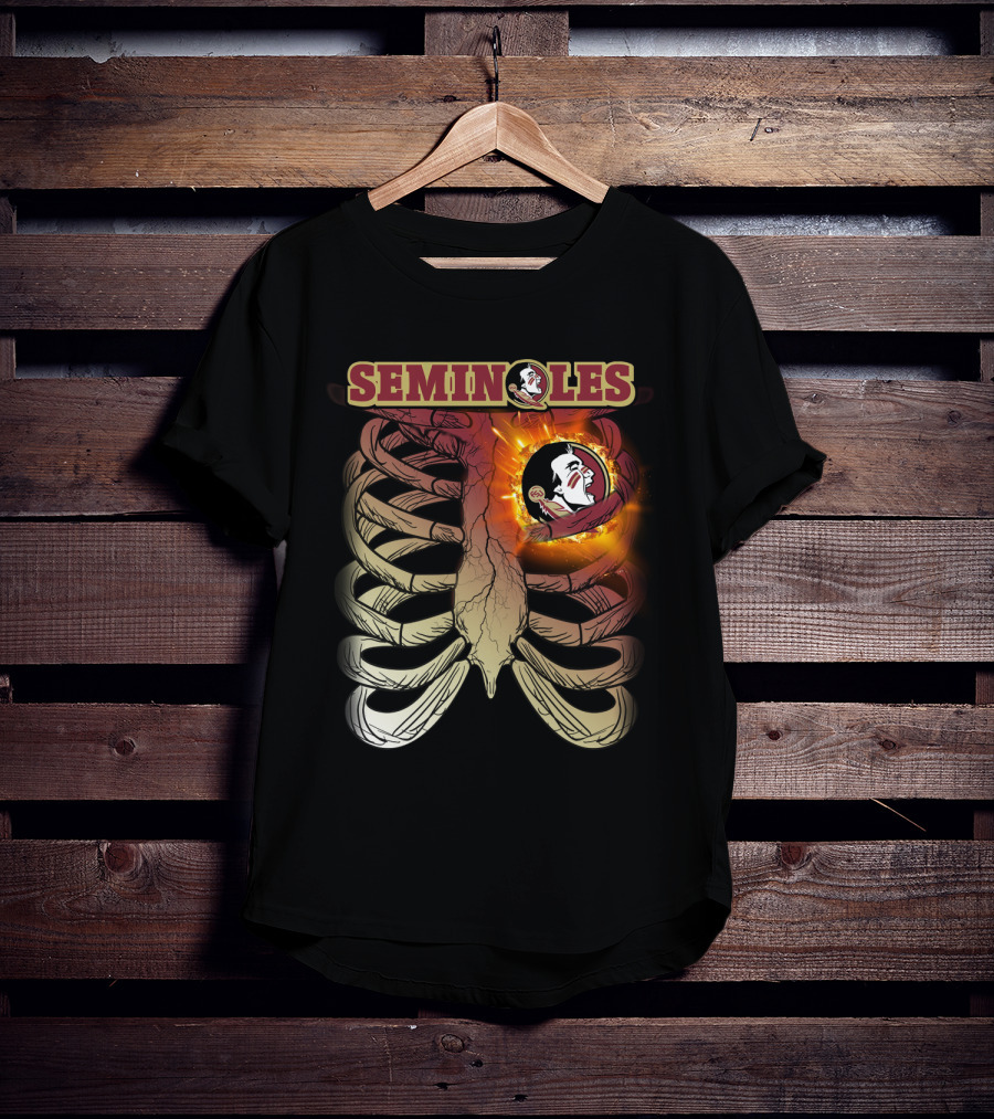 Florida State Seminoles Logo With Fiery Ribcage T-Shirt