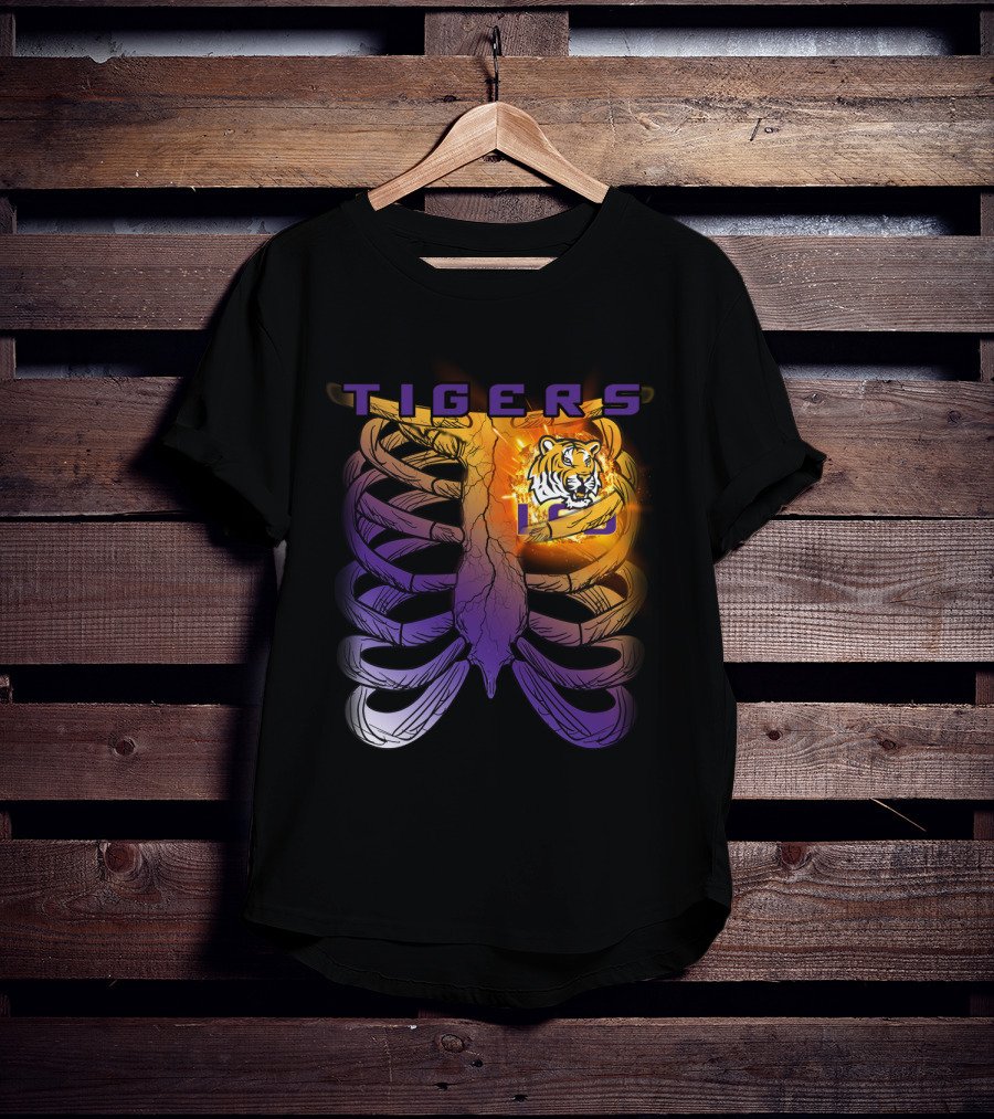 Tigers Ribcage Heart LSU Tigers T-Shirt