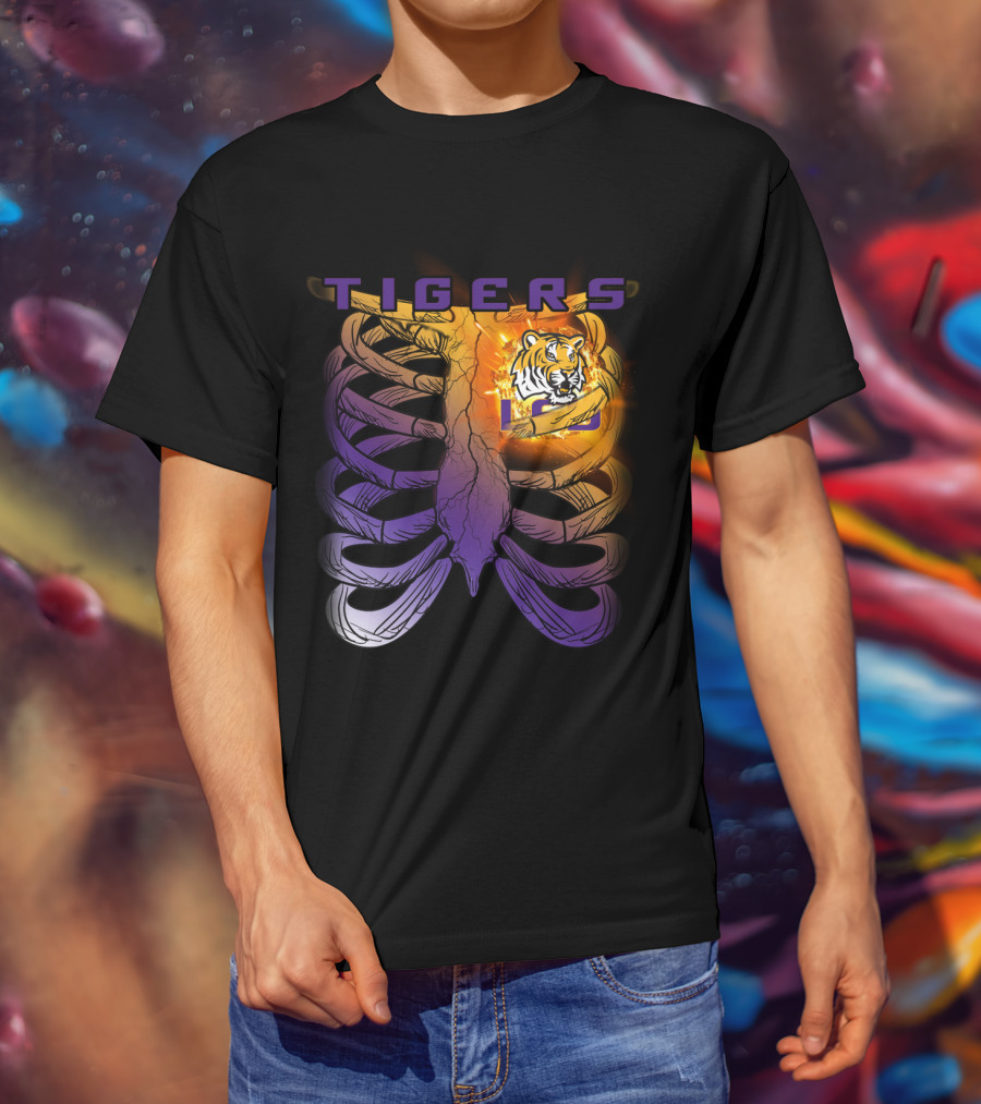 Tigers Ribcage Heart LSU Tigers T-Shirt