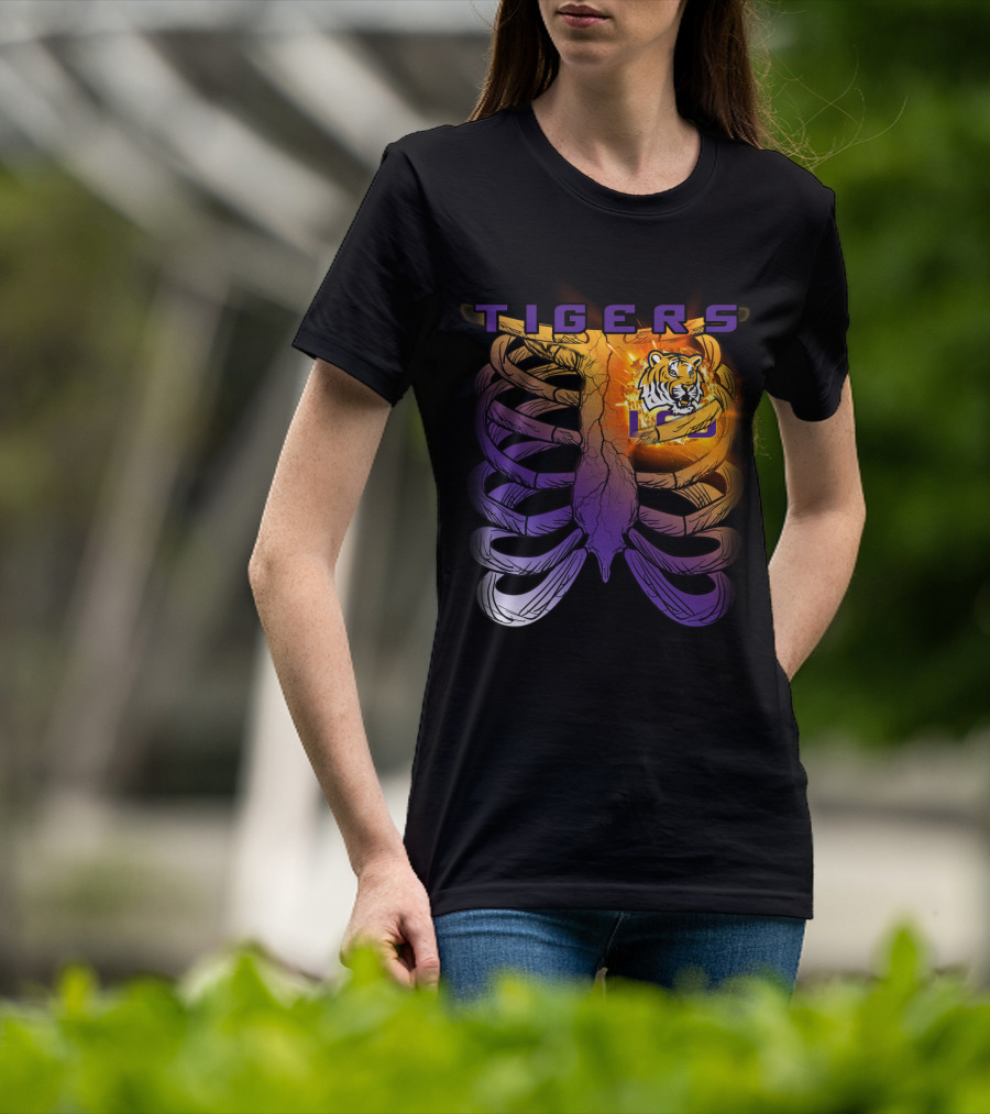 Tigers Ribcage Heart LSU Tigers T-Shirt