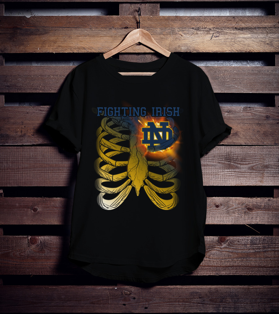 Fighting Irish Notre Dame ND Logo With Fiery Rib Cage T-Shirt