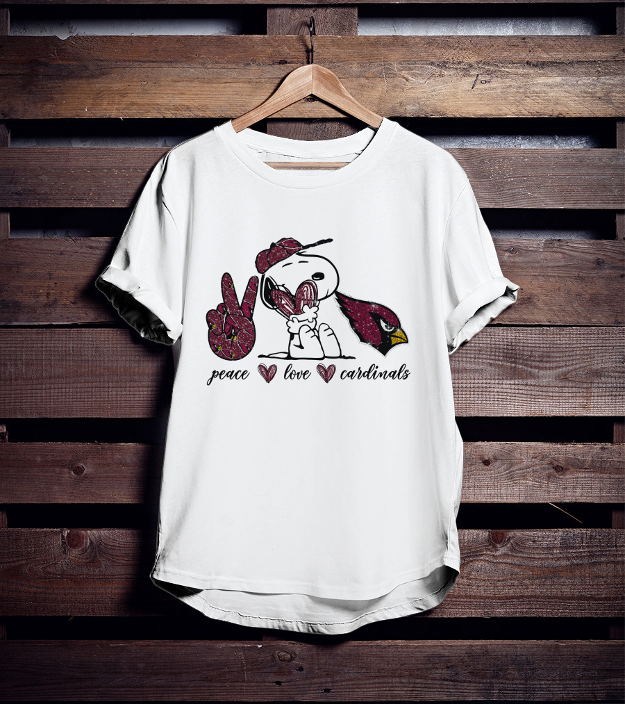Peace Love Cardinals Snoopy Arizona Football T-Shirt