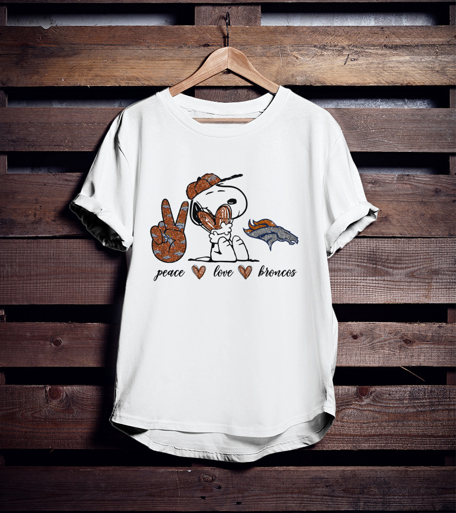 Peace Love Broncos Snoopy NFL Team Spirit T-Shirt