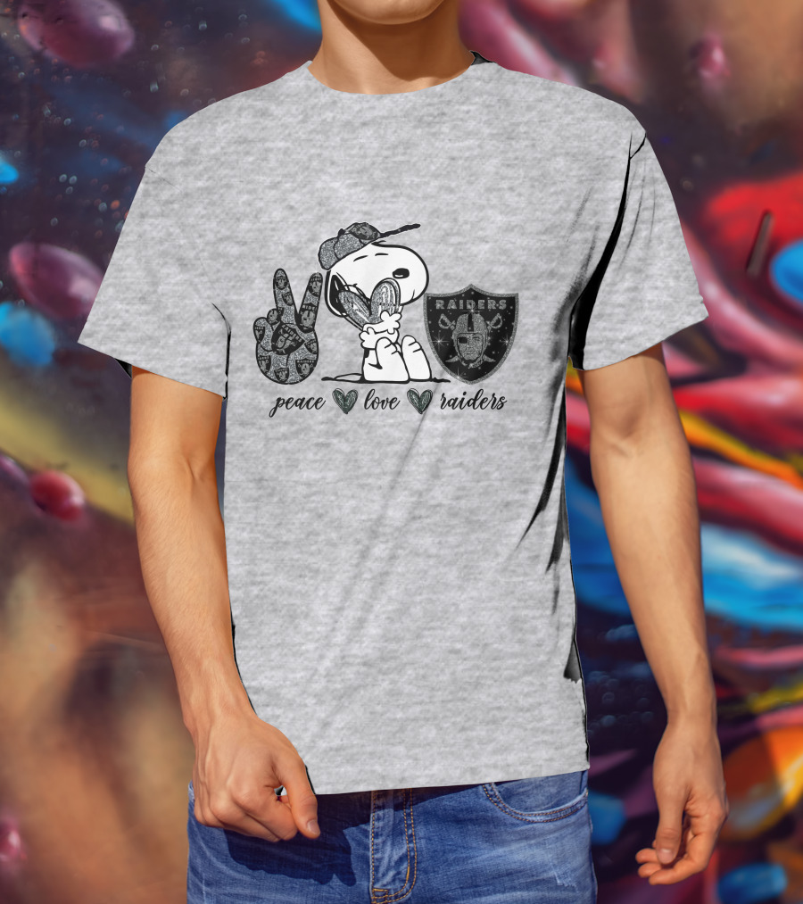 Peace Love Raiders Snoopy NFL Team T-Shirt