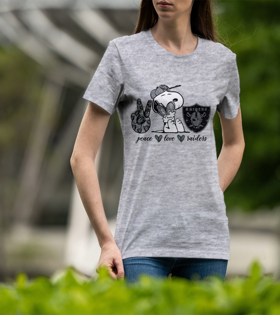 Peace Love Raiders Snoopy NFL Team T-Shirt