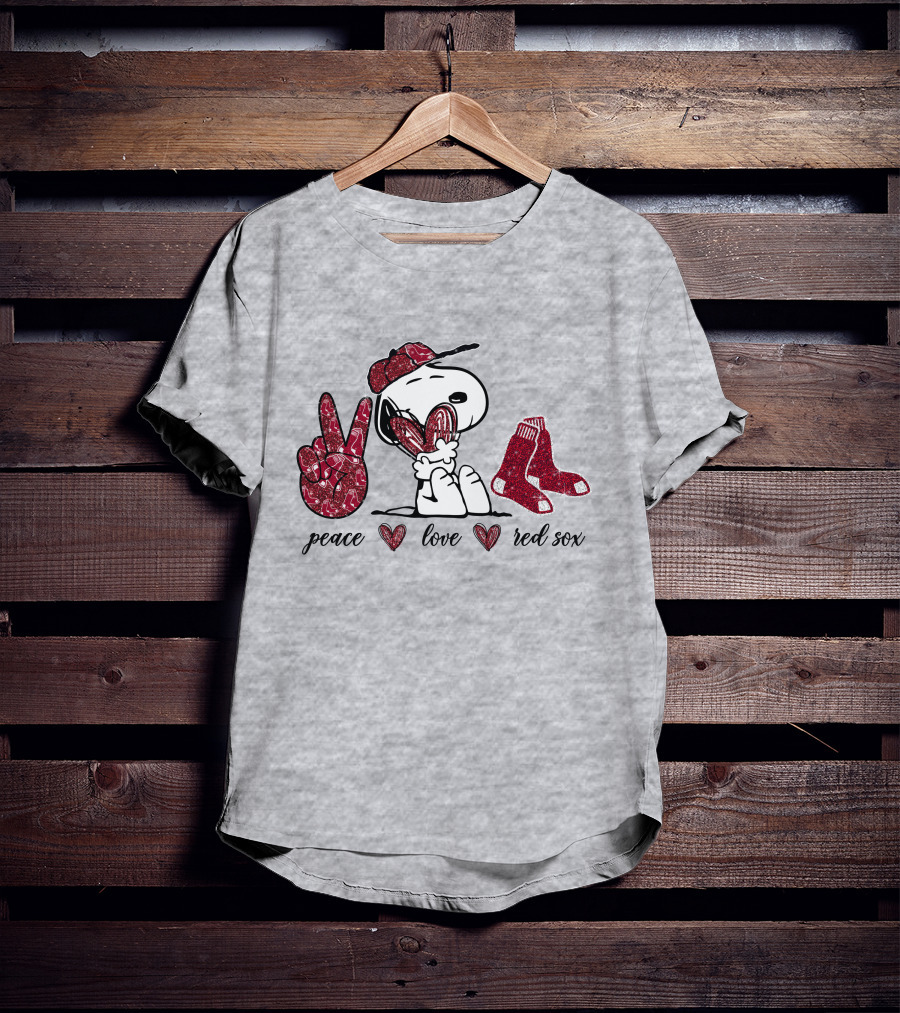 Peace Love Snoopy Boston Red Sox T-Shirt