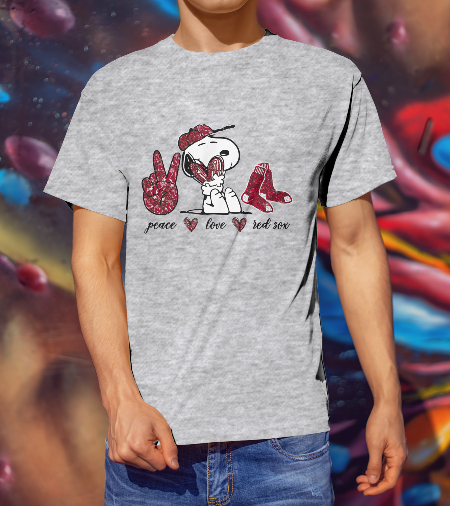 Peace Love Snoopy Boston Red Sox T-Shirt