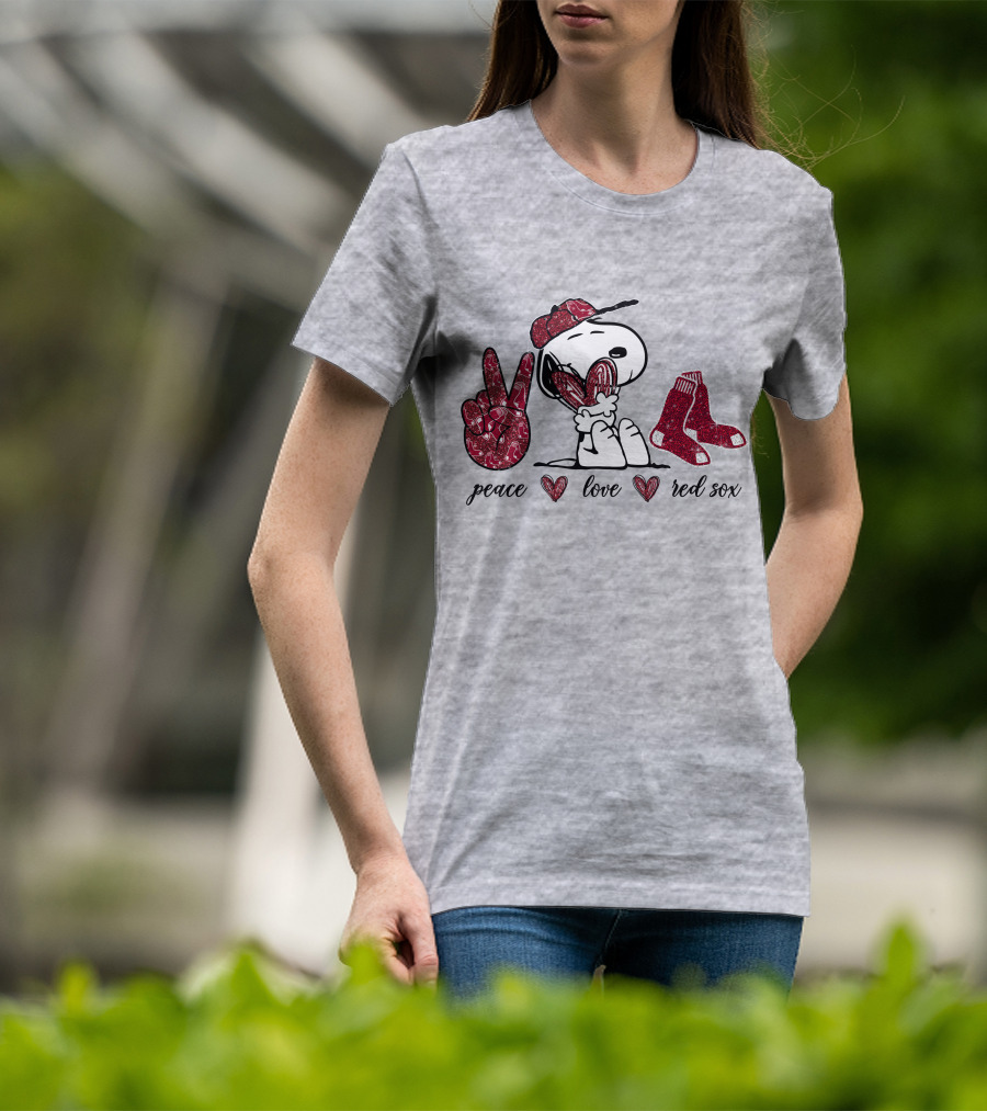 Peace Love Snoopy Boston Red Sox T-Shirt