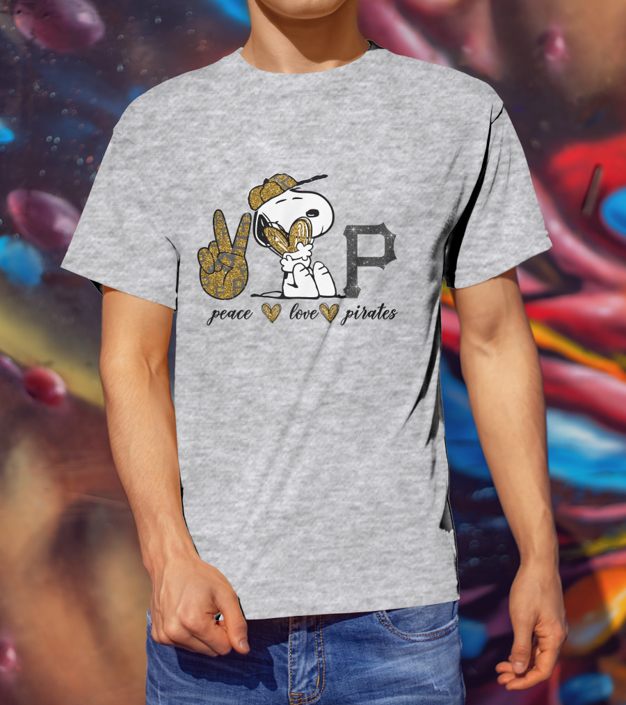 Peace Love Pittsburgh Pirates Snoopy Baseball Fan T-Shirt