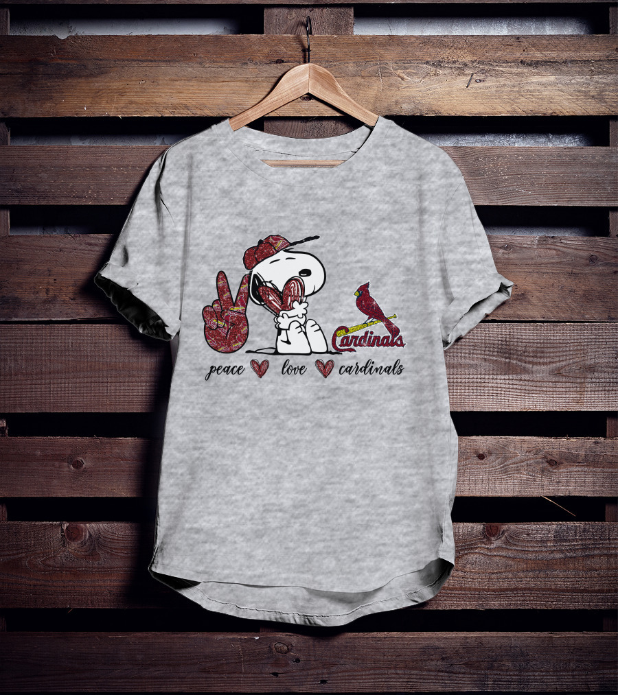 Peace Love Cardinals Snoopy St Louis Baseball T-Shirt