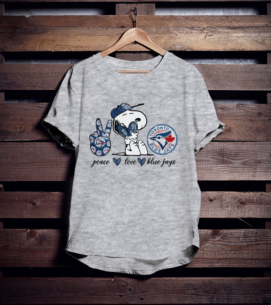 Peace Love Blue Jays Toronto Baseball Snoopy T-Shirt