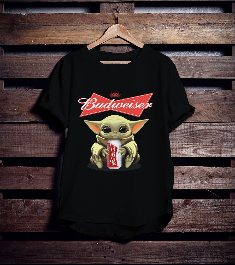 Budweiser Baby Yoda Holding Beer Can T-Shirt
