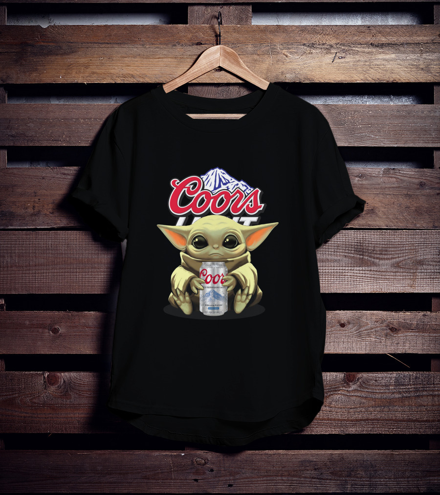 Coors Light Baby Yoda Character Holding Beer Can T-Shirt
