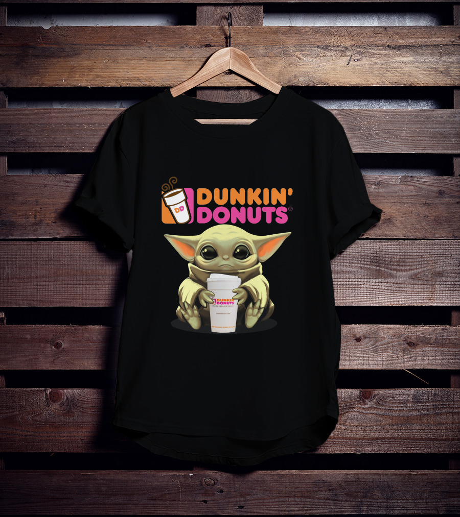 Dunkin Donuts Yoda Holding Coffee Cup T-Shirt