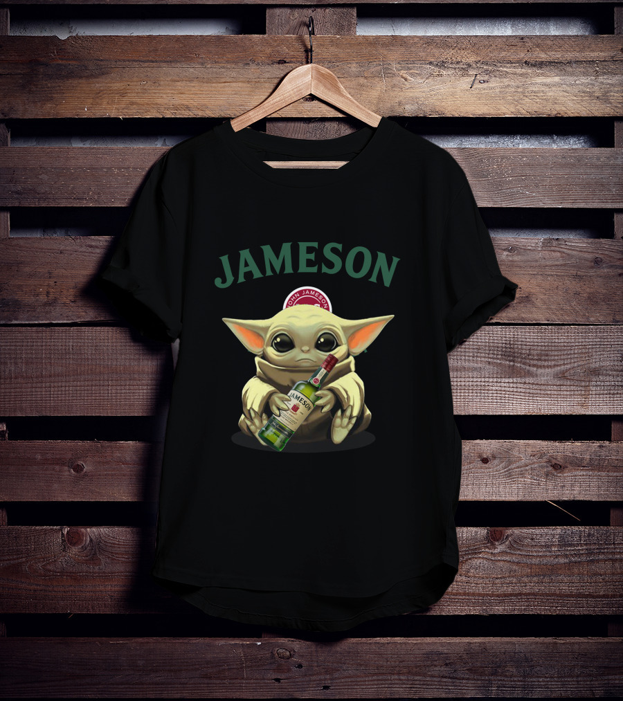 JAMESON Baby Alien Holding Whiskey Bottle T-Shirt