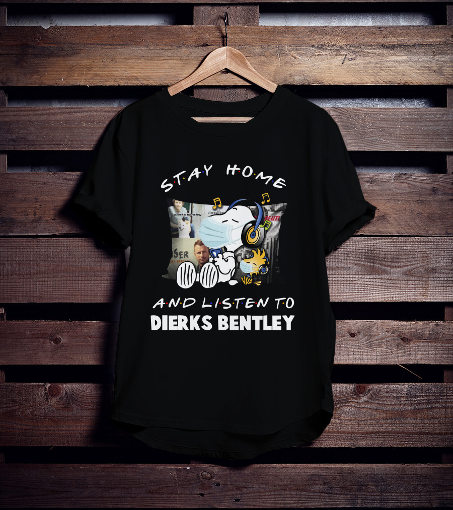 Stay Home And Listen To Dierks Bentley Snoopy Music Pillow T-Shirt
