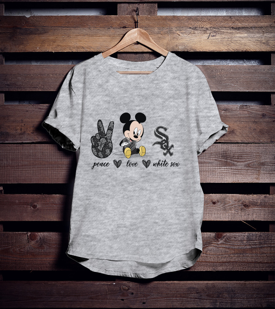 Peace Love Mickey Mouse Chicago White Sox T-Shirt