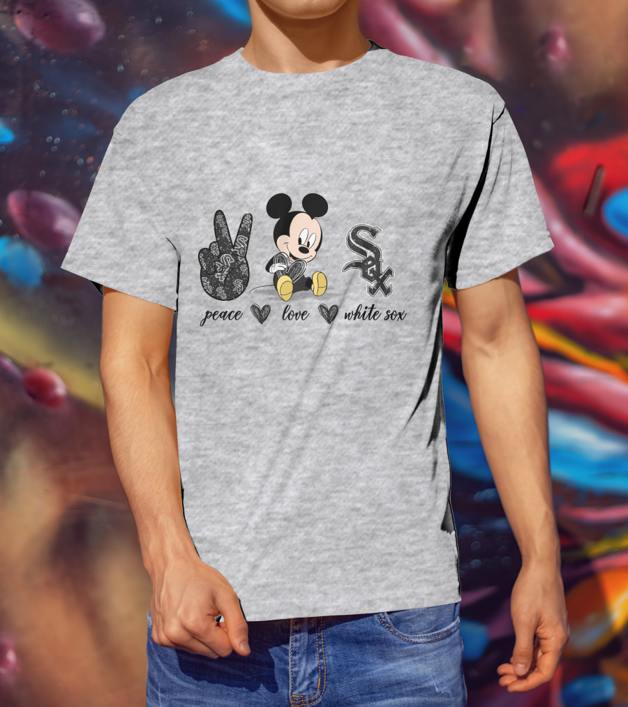 Peace Love Mickey Mouse Chicago White Sox T-Shirt