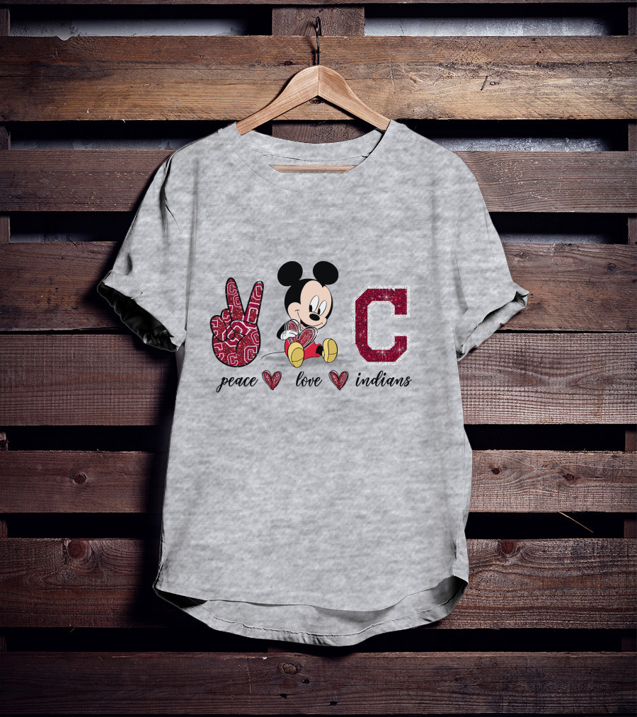 Peace Love Indians Mickey Mouse Cleveland T-Shirt