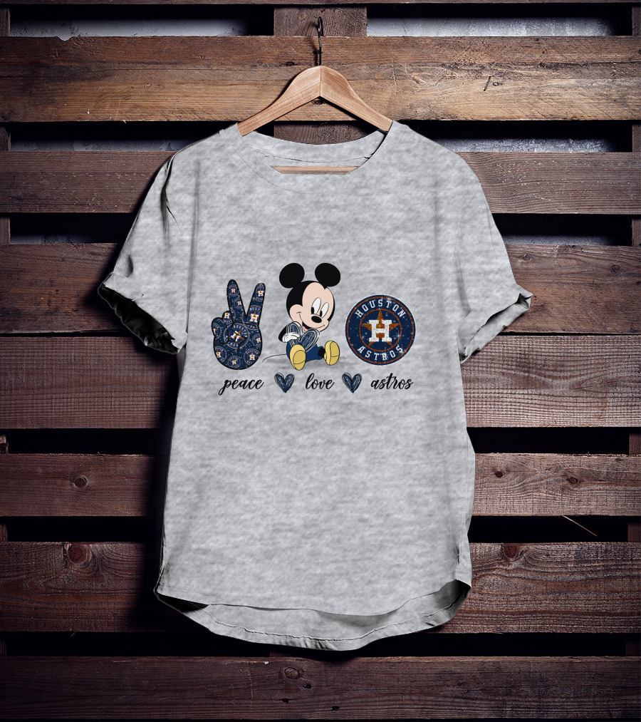 Peace Love Houston Astros Mickey Mouse T-Shirt