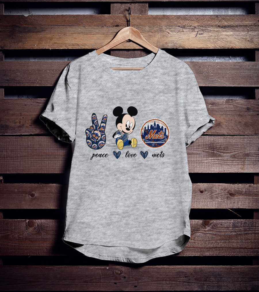 Peace Love Mickey Mouse New York Mets T-Shirt