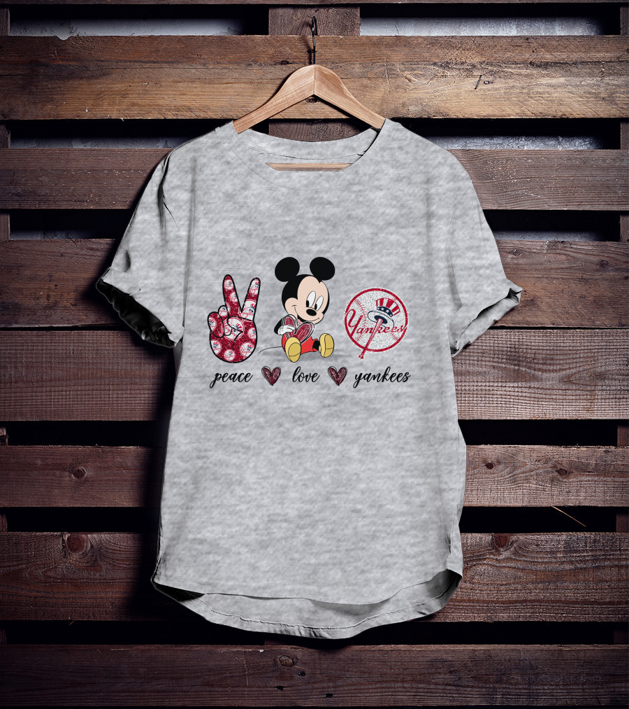 Peace Love Yankees Mickey Mouse T-Shirt