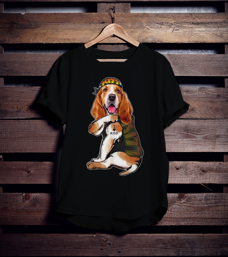 I Love KISS Bandana Basset Hound Lays I Heart KISS T-Shirt